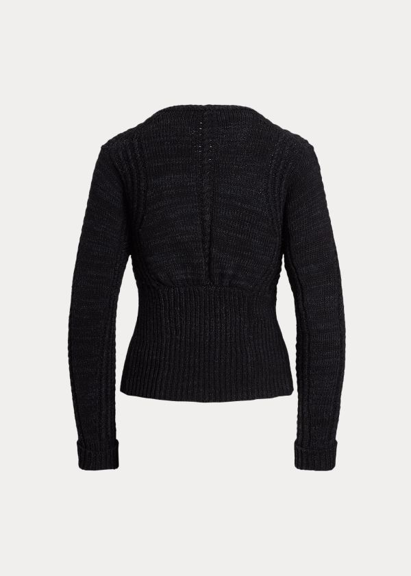 Cárdigan Polo Ralph Lauren Mujer Negros - Textured Cotton - YEJCM6081